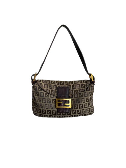Fendi Zucchino Double Flap Baguette Bag