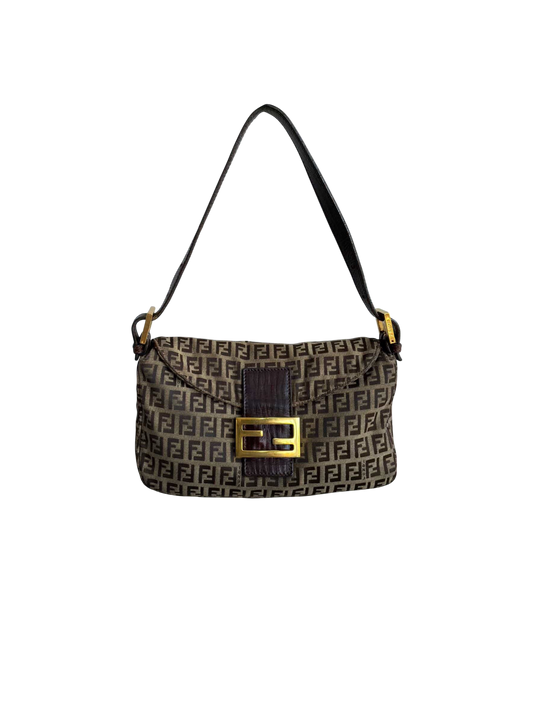 Fendi Zucchino Double Flap Baguette Bag