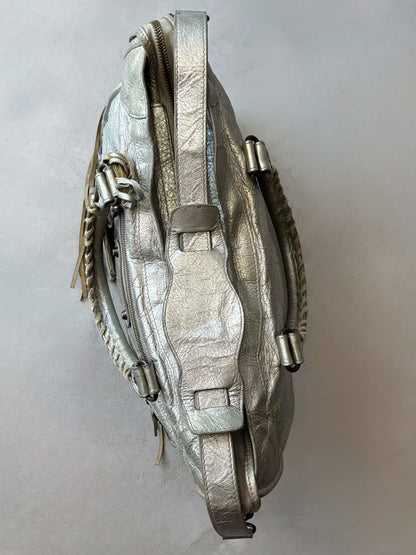 Balenciaga Classic City Metallic Silver Lambskin Bag