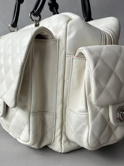 Chanel White Quilted Leather Cambon Ligne Reporter Bag