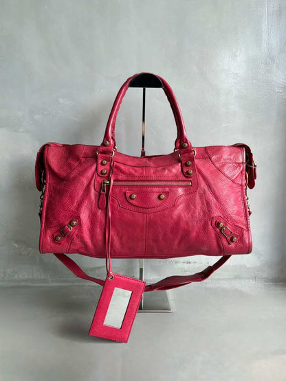 Balenciaga City ‘Part Time’ Red Lambskin Shoulder Bag