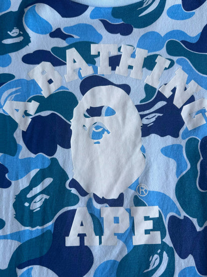 Bape College Logo Blue Camou Tee