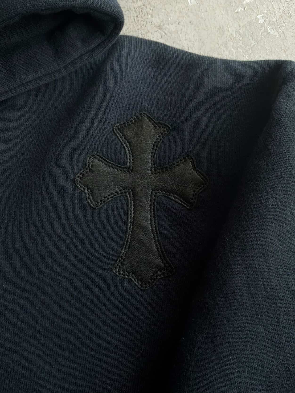 Vintage Chrome Hearts x Big Bang Leather Cross Patch Hoodie