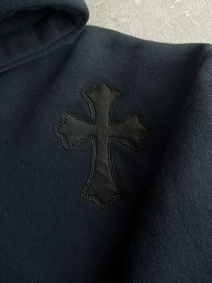 Vintage Chrome Hearts x Big Bang Leather Cross Patch Hoodie