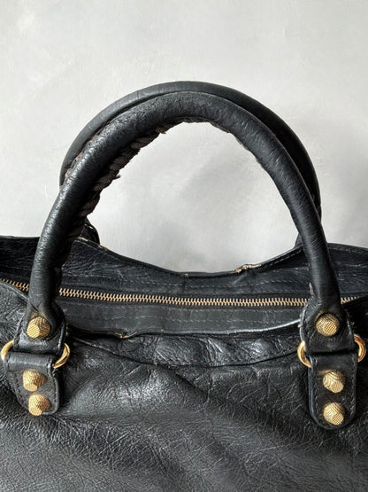 Balenciaga Classic City Black on Gold Giant 21 Lambskin Bag