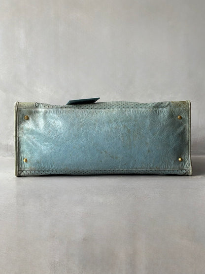 Balenciaga City Work Perforated Blue Bag