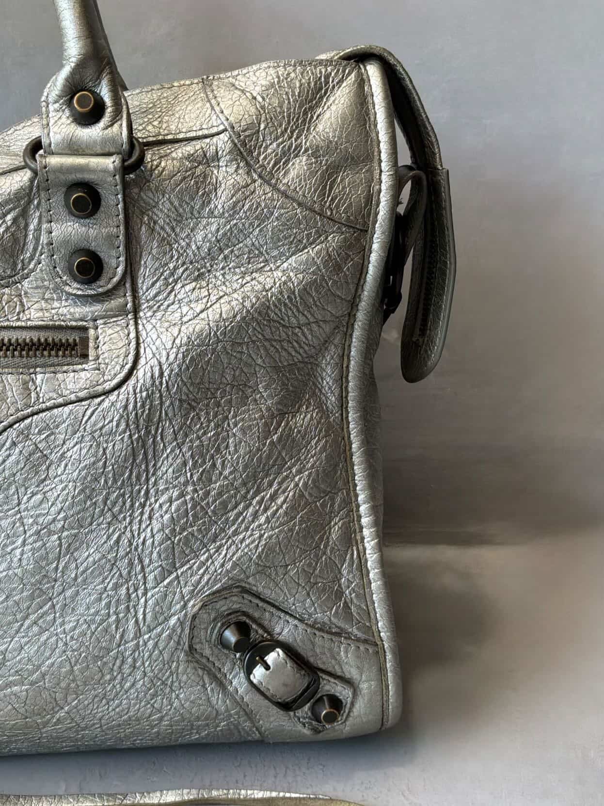 Balenciaga Classic City Metallic Silver Lambskin Bag