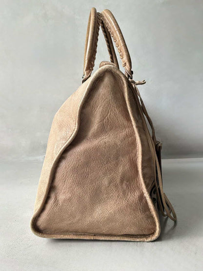 Balenciaga City Work Light Brown Lambskin Bag