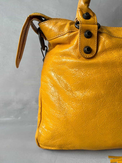 Balenciaga City Town Yellow Crossbody Lambskin Bag