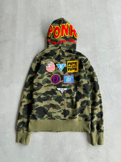 Bape Shark 1st Camo Patch in Green Hoodie