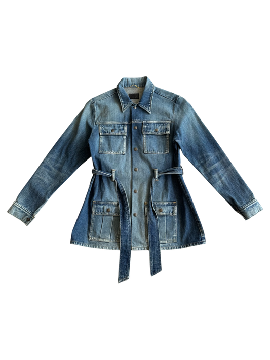 Saint Laurent Paris Belted Denim Coat