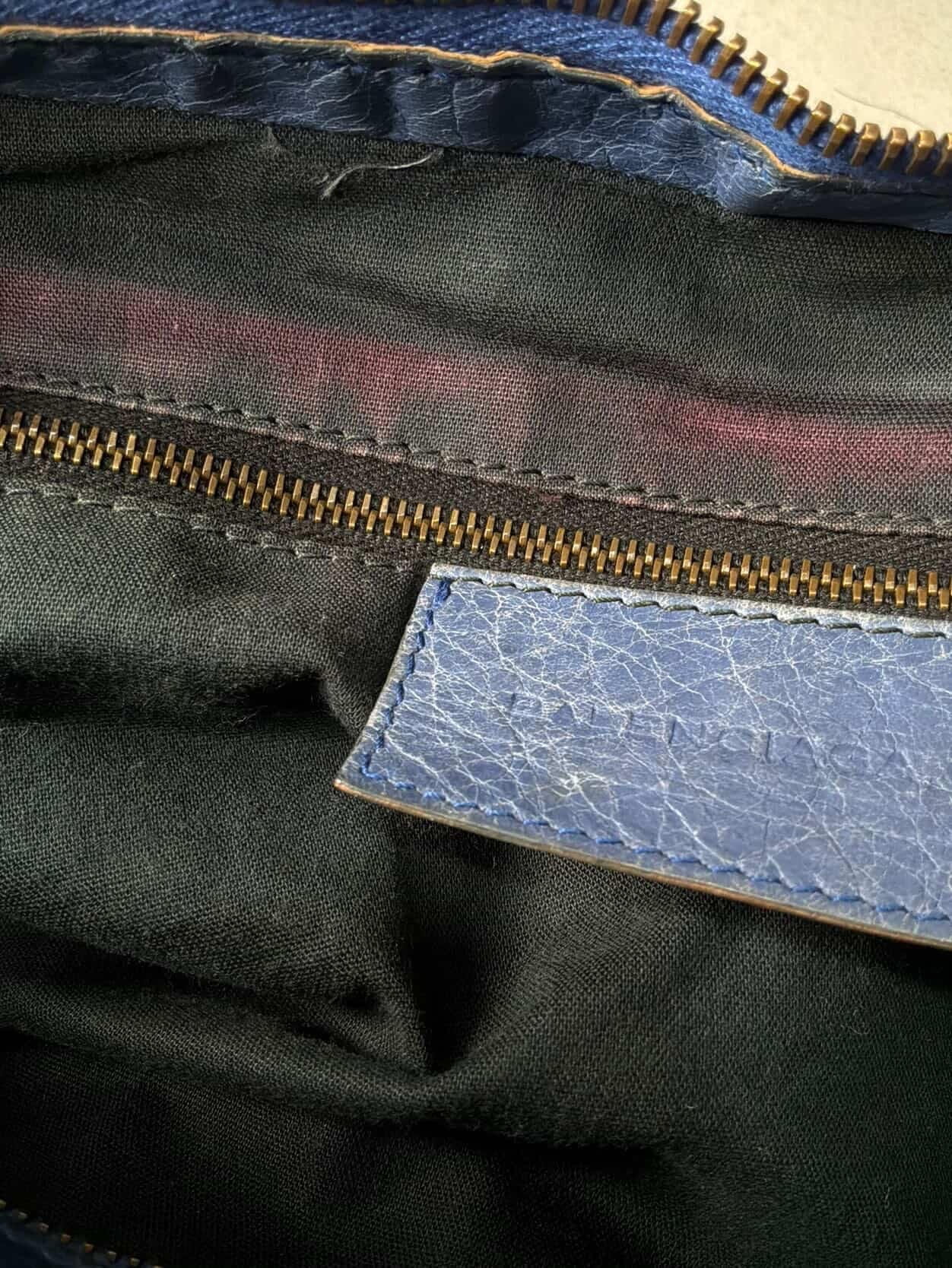 Balenciaga City Part Time Navy Lambskin Bag