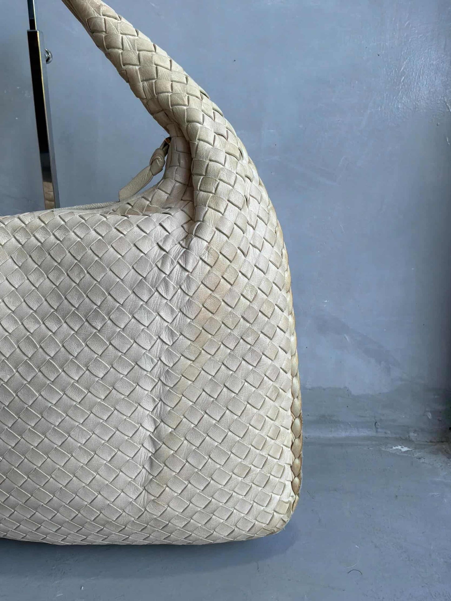 Bottega Veneta Intrecciato Cream Hobo Bag