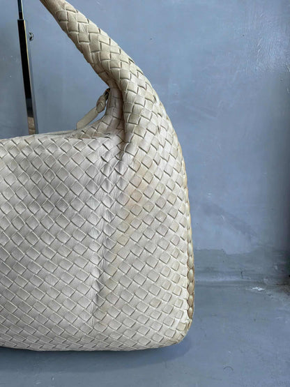 Bottega Veneta Intrecciato Cream Hobo Bag