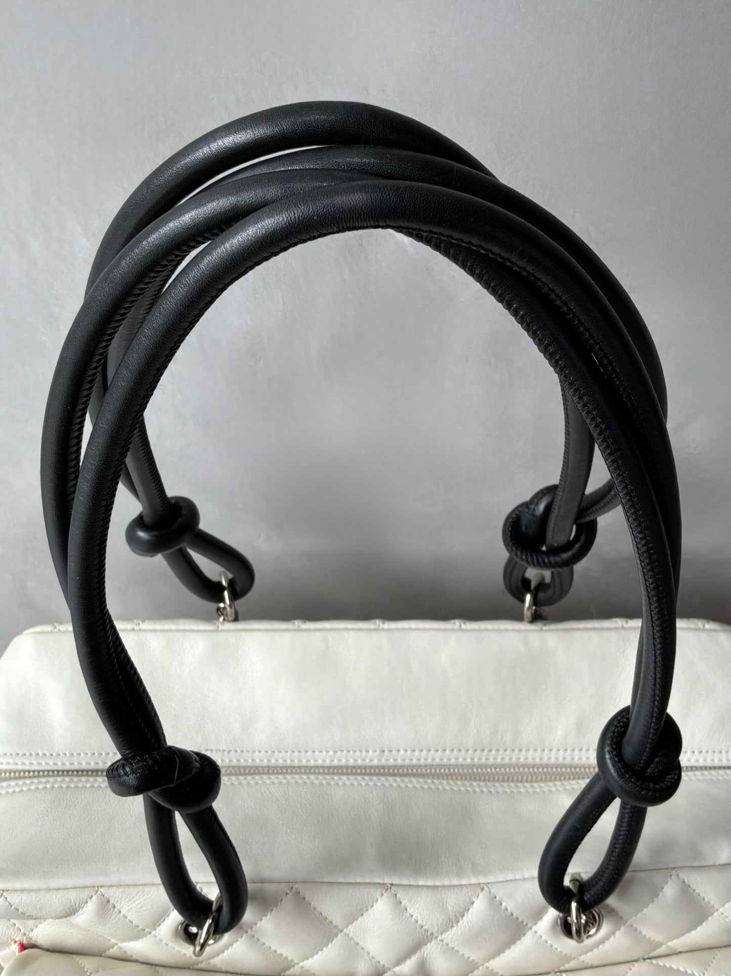 Chanel White Quilted Leather Cambon Ligne Reporter Bag