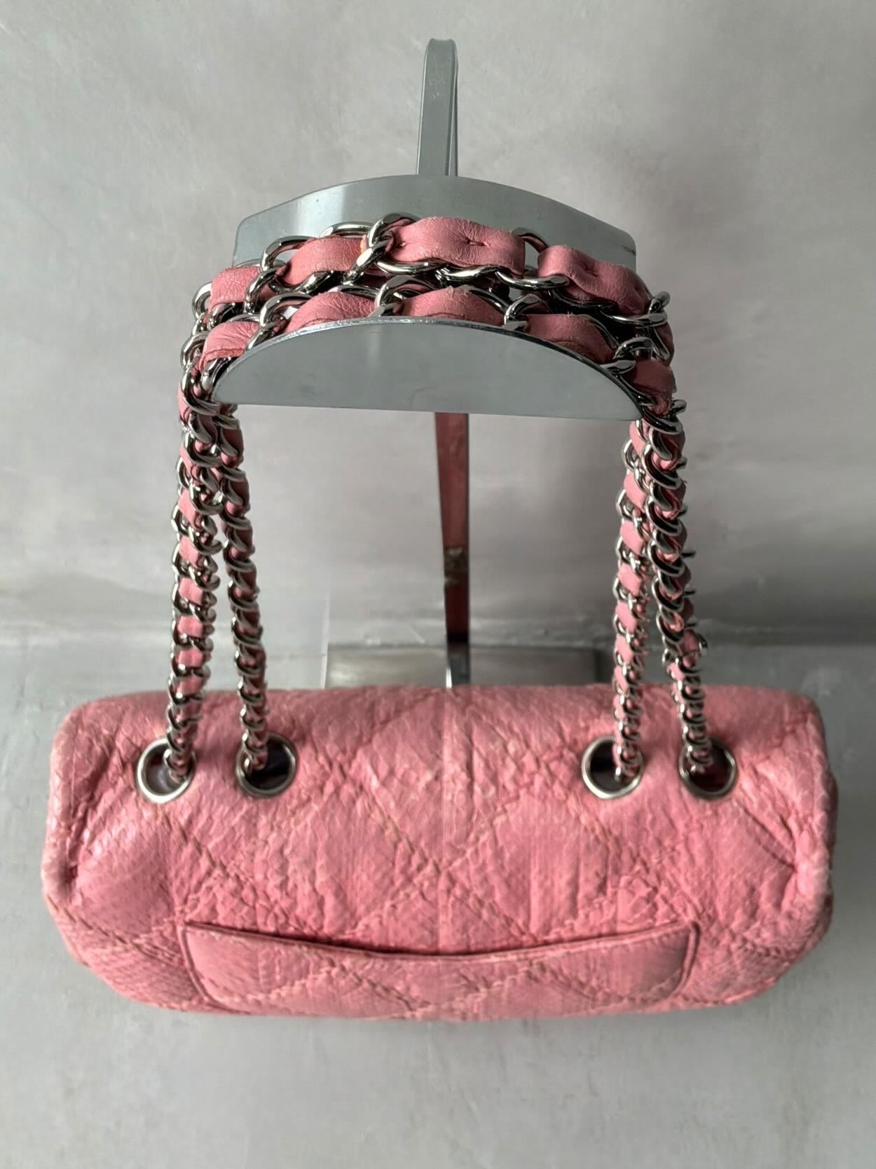 Chanel Python Skin Pink Flap Bag