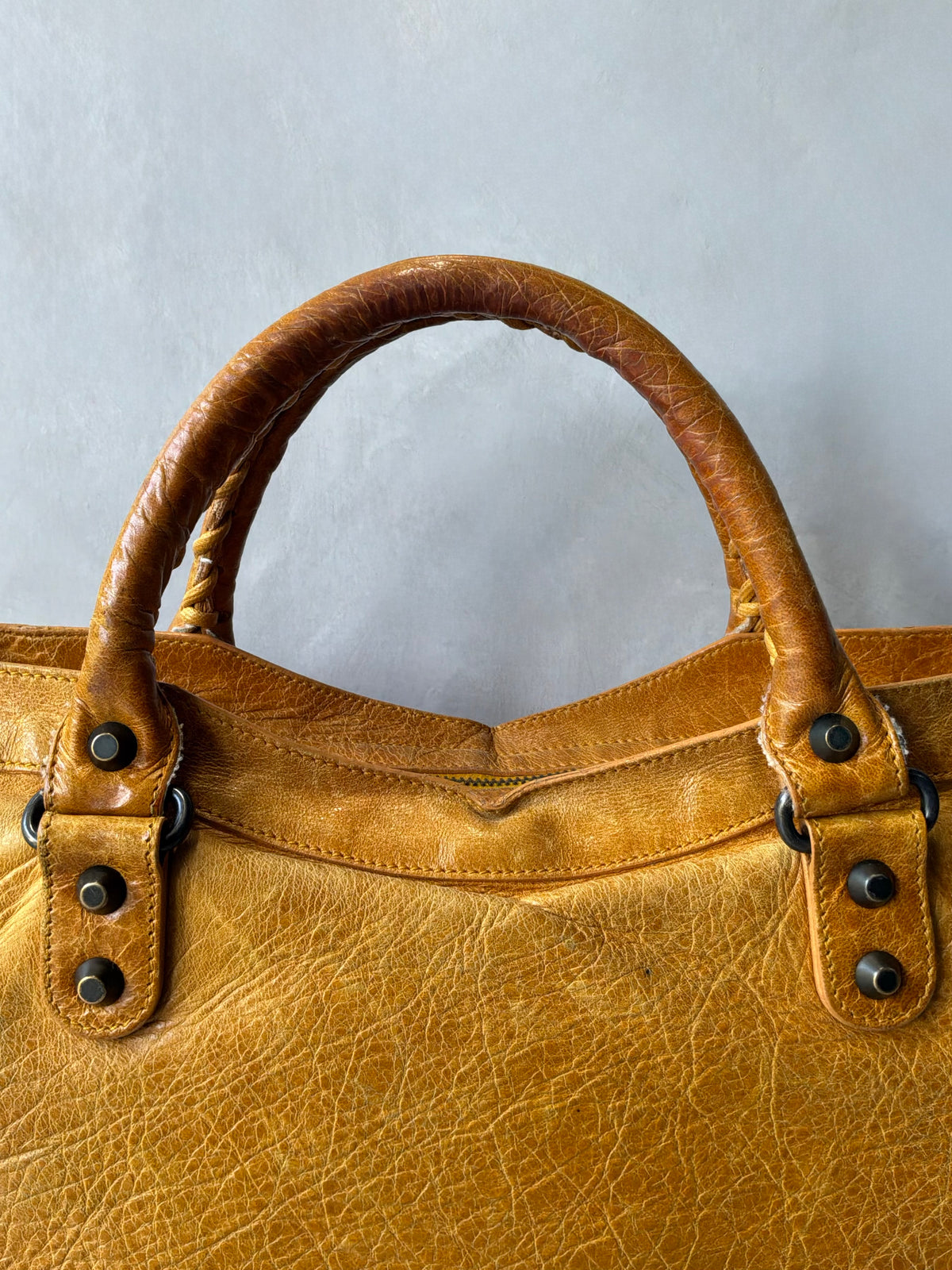 Balenciaga Classic City Yellow on Brass Lambskin Bag