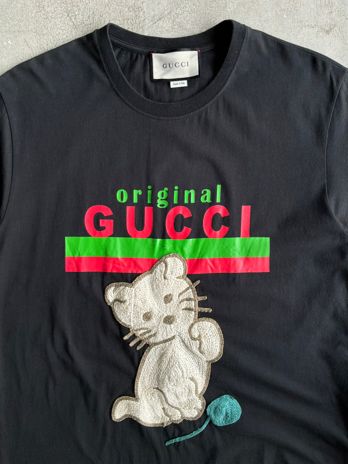 Gucci Cat Script Black Tee