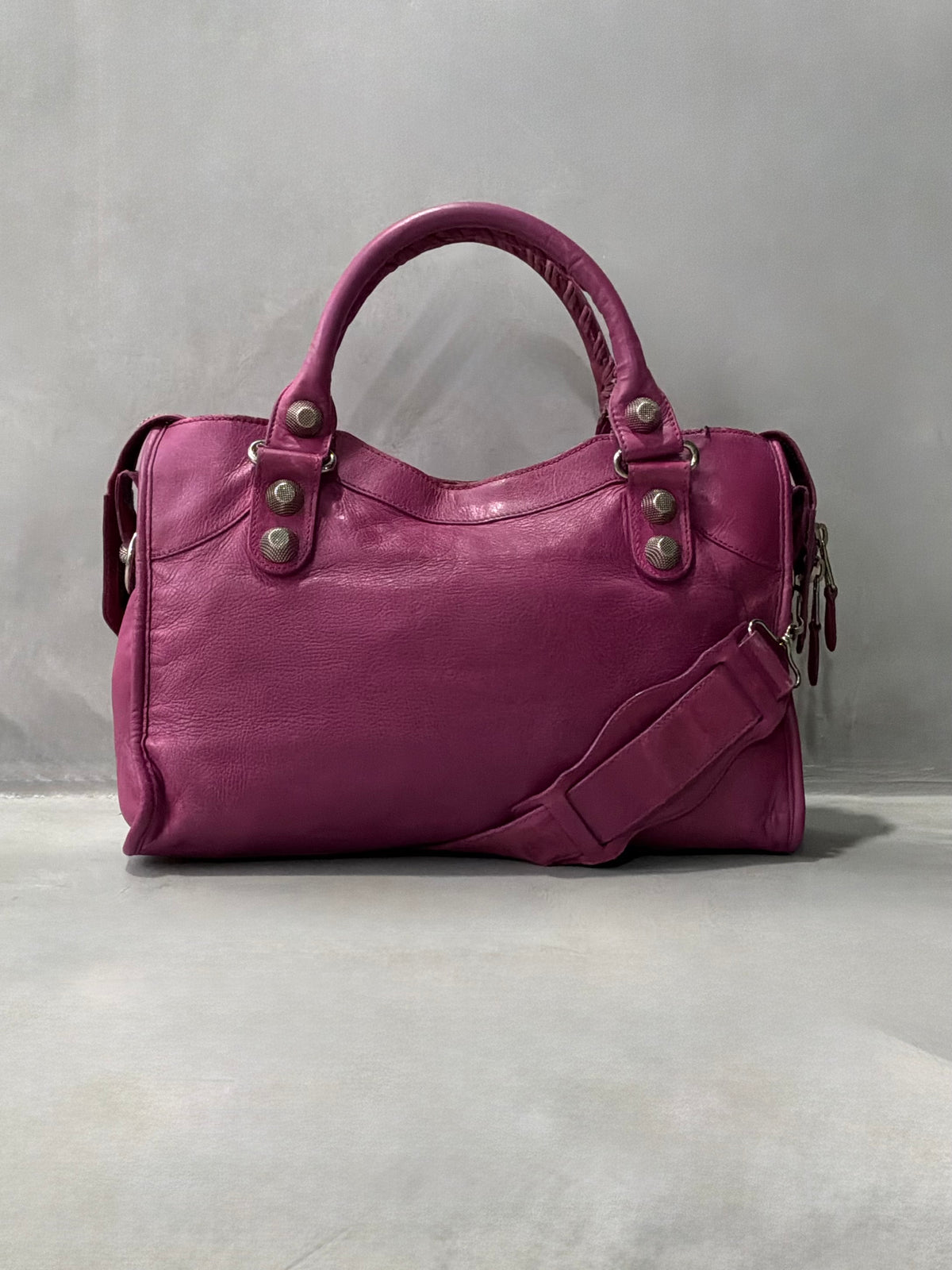 Balenciaga Classic City  Pink on Silver Giant 21 Lambskin Bag