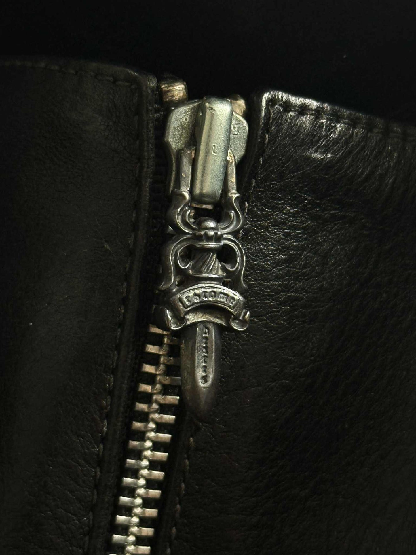 Chrome Hearts 90s Grained Calfskin Fleur De Lis Leather Handbag