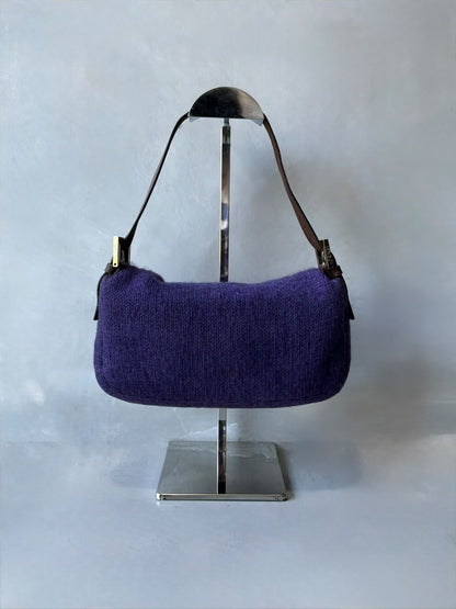 Fendi Wool Knit Wood Baguette Bag
