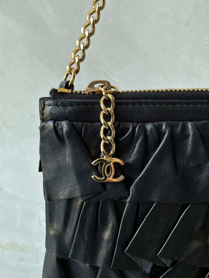 Chanel Ruffle Lambskin Evening Bag