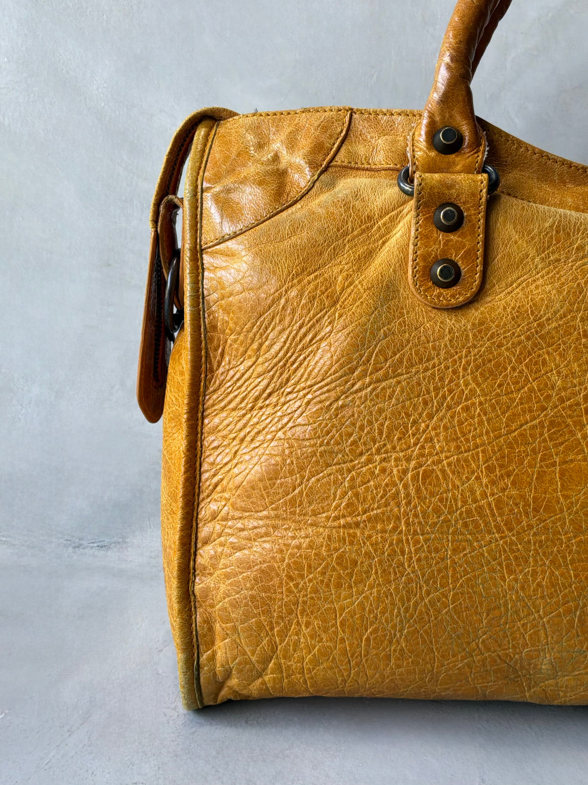Balenciaga Classic City Yellow on Brass Lambskin Bag