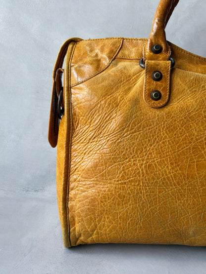 Balenciaga Classic City Yellow on Brass Lambskin Bag