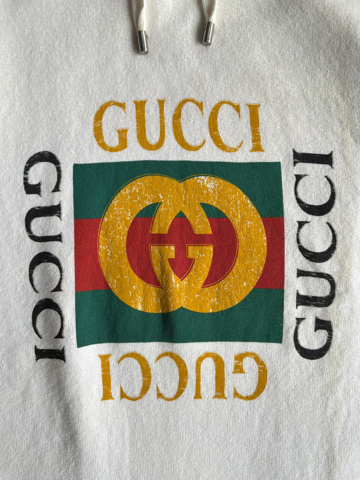 Gucci GG Box Logo Distressed Hoodie