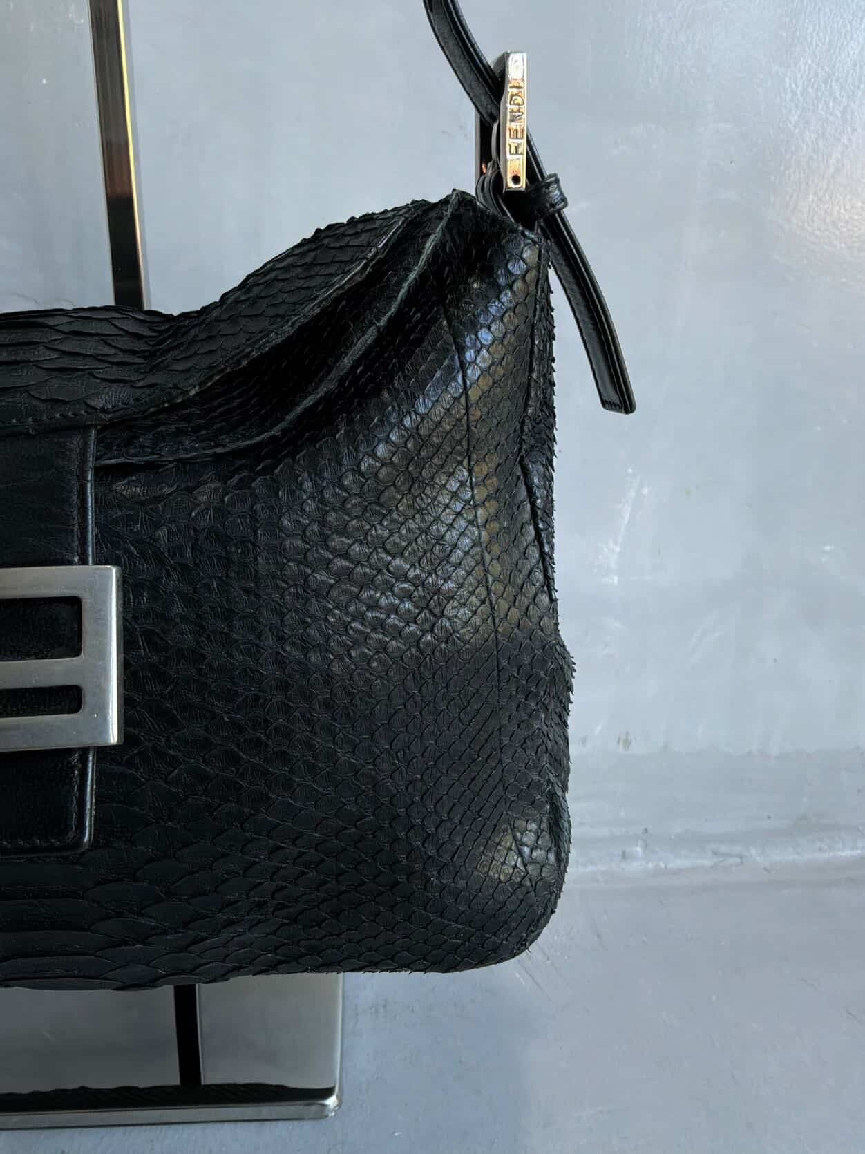 Fendi Python Double Flap Mamma Baguette Bag