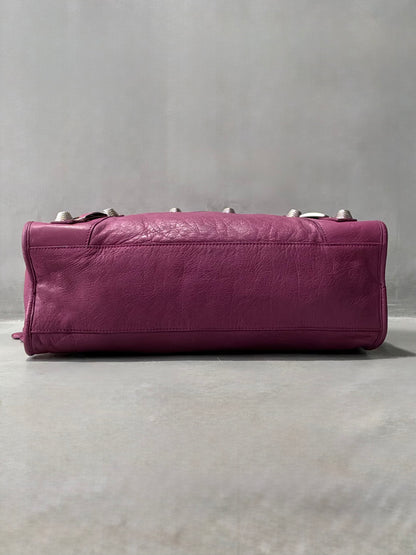 Balenciaga Classic City  Pink on Silver Giant 21 Lambskin Bag