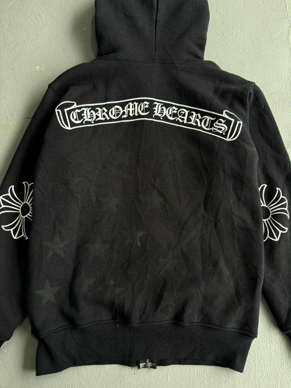 Chrome Hearts Vintage Scroll and Stars Zip Hoodie