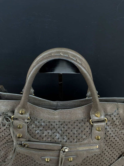 Balenciaga Classic City Perforated Leather Brown