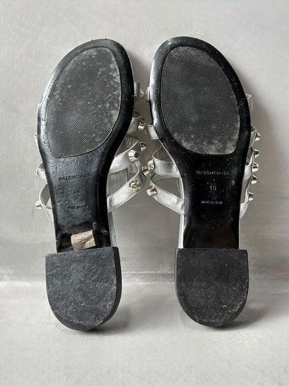 Balenciaga Metallic Silver Arena Giant Slides