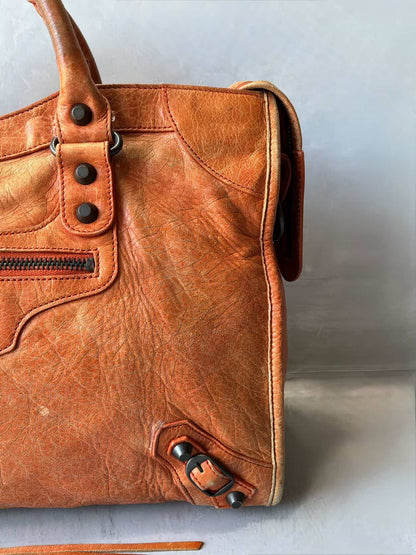 Balenciaga Classic City Orange Lambskin Bag