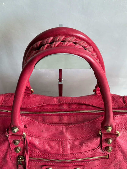 Balenciaga City ‘Part Time’ Red Lambskin Shoulder Bag