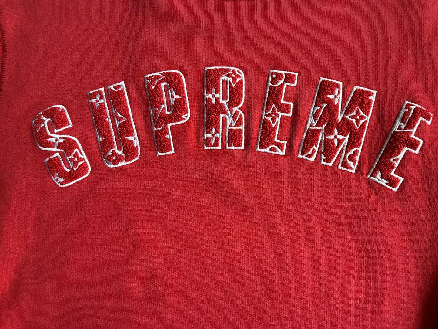 Louis Vuitton X Supreme Spellout Red Sweater