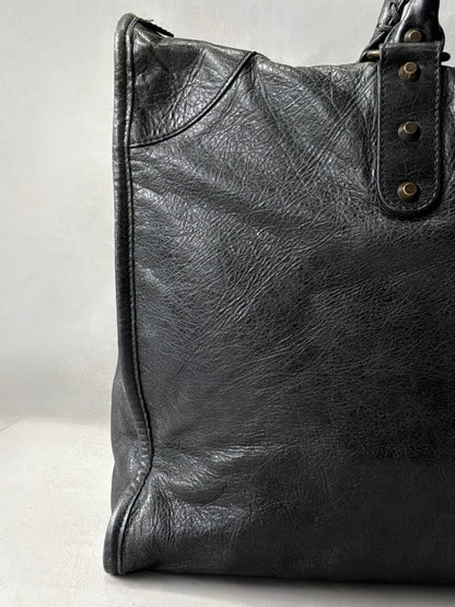 Balenciaga XL Weekender Black on Brass Lambskin Bag
