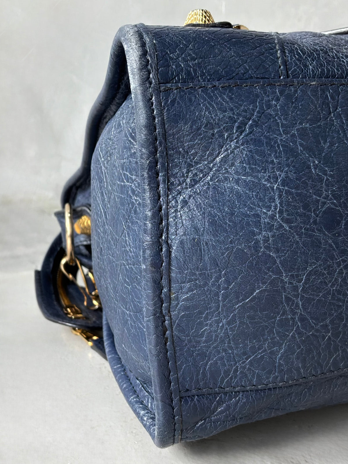 Balenciaga Classic City Navy on Gold Giant 12 Lambskin Bag