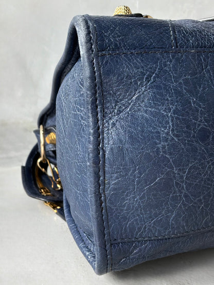 Balenciaga Classic City Navy on Gold Giant 12 Lambskin Bag