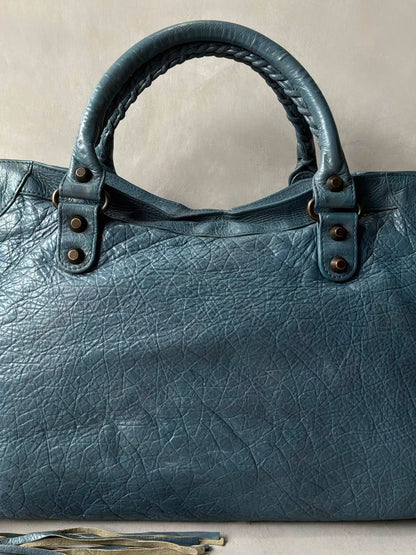 Balenciaga City Blue Lambskin Bag