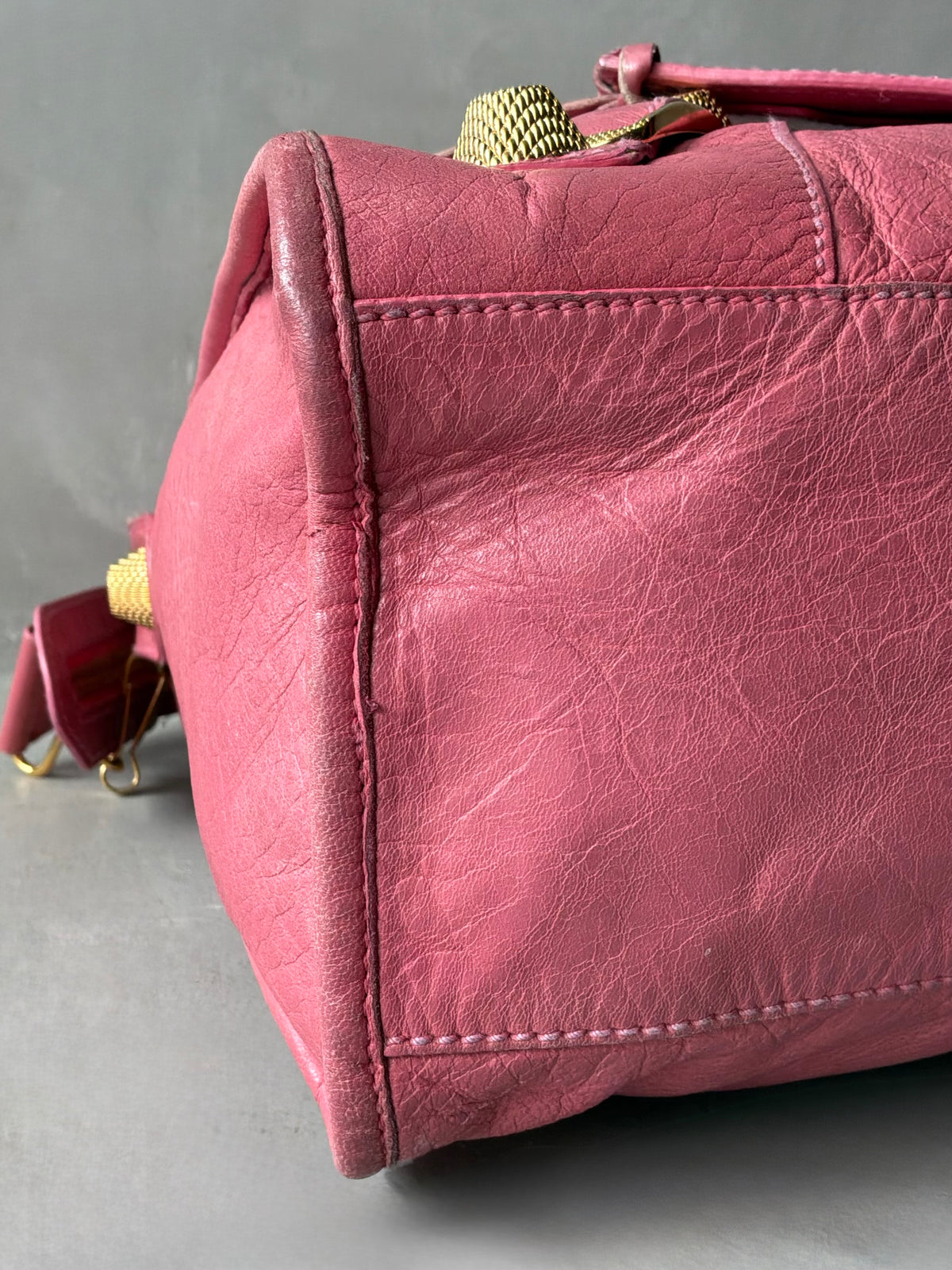 Balenciaga Classic City Pink on Gold Giant 21 Lambskin Bag
