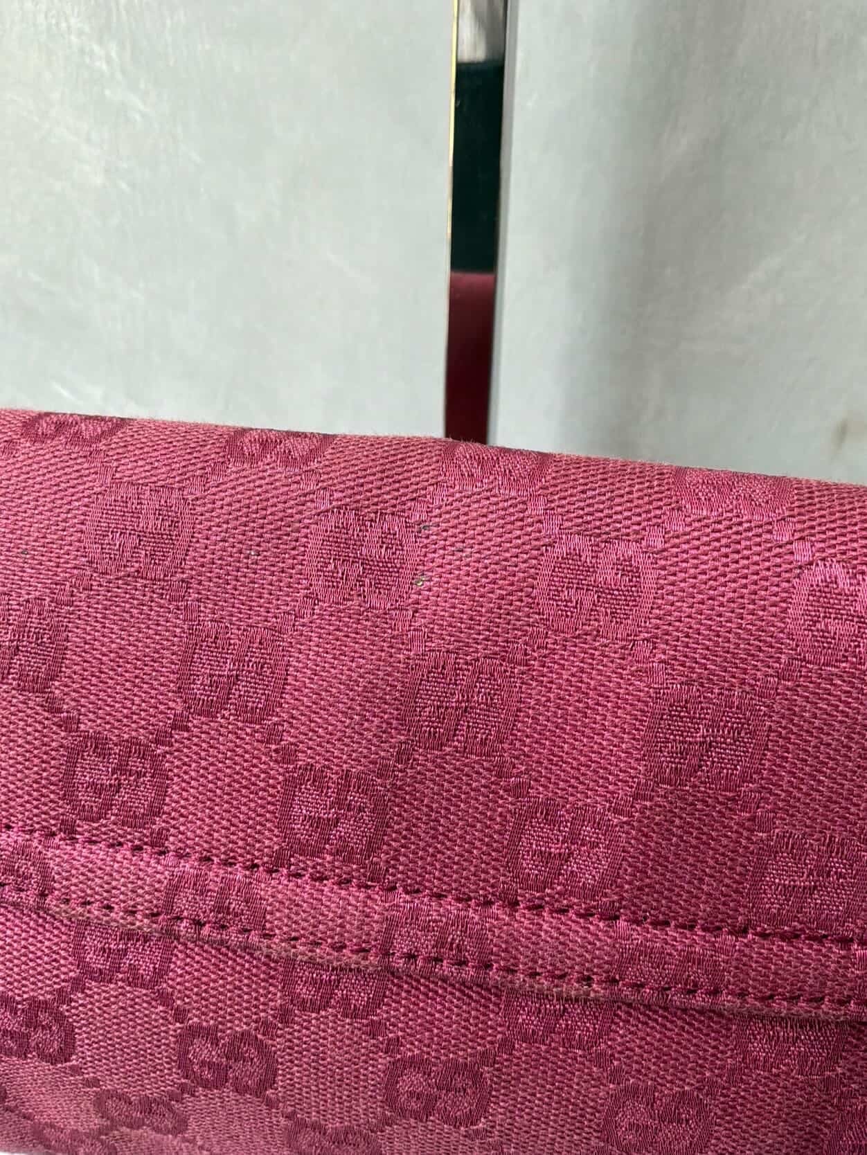 Gucci Pink Monogram Horsebit Chain Clutch/Shoulder Bag