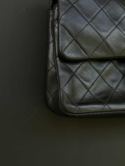 Chanel Vintage Gold on Black Meduim Double Flap Crossbody Bag