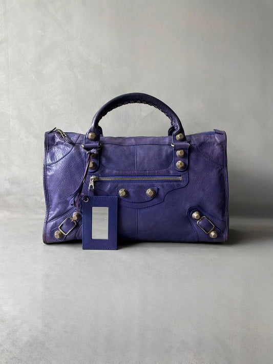 Balenciaga Work Giant 21 Purple Lambskin Bag