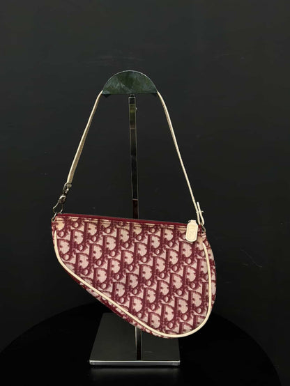 Dior Vintage Oblique Red Saddle Bag