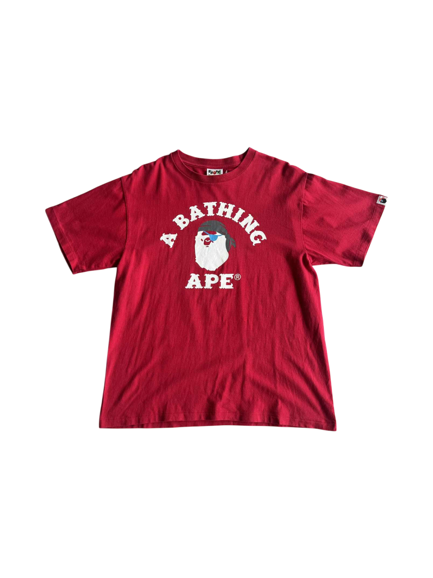 Bape Pirate College Design Red Shirt