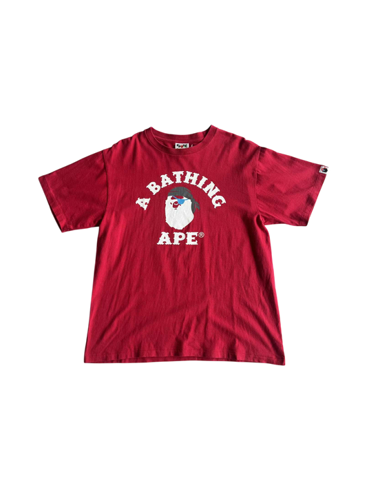 Bape Pirate College Design Red Shirt