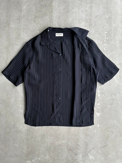 Saint Laurent Paris Vertical Script Silk Shirt