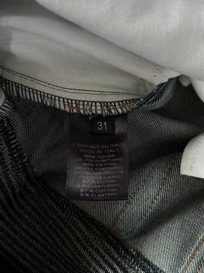 Balmain Homme Curved Cut Blue Denim Biker Jeans